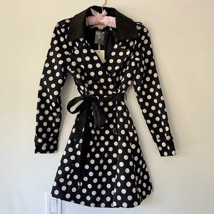 Lucy & Co When In Dot Polka Dot Trench Coat (Sz Small) NWT